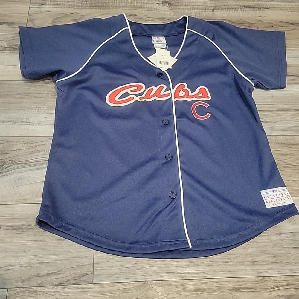 NEW Chicago Cubs Jersey Adult LG Blue Lady‎ Slugger Genuine Merchandise Stitched